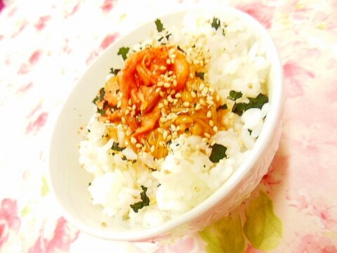 ❤なめたけキムチとワカメご飯の丼❤